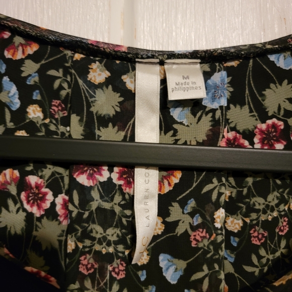 Lauren Conrad Womens Top Floral Layered Black Long Sleeve Size Medium - Picture 3 of 5
